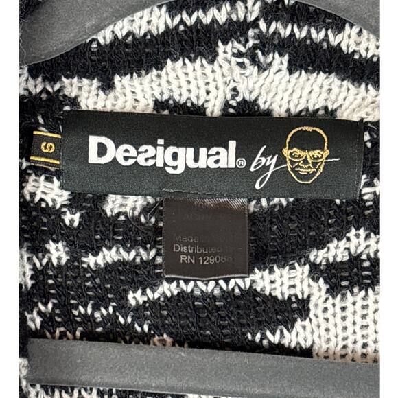 DESIGUAL by Christian Lacroix Women’s S Gray Red Open Front Cardigan Sweater - Picture 3 of 5